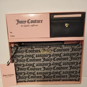Juicy Couture Black & Biege Logo Wristlet & Card Case Set NWT'S - Picture 1 of 8