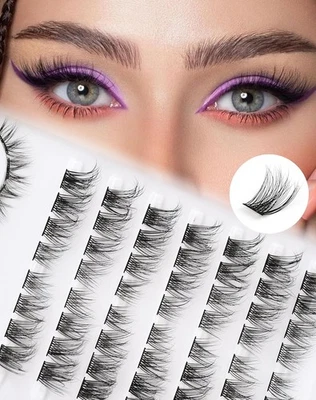 SILIGLI Cluster Lashes Wimpern Extensions Mixed 10-14mm Einzelne Wimpern Cat Eye D Curl