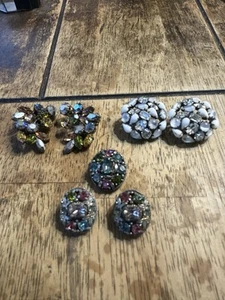 Vintage Made in Austria Crystal Art Glass Rhinestone Earrings & Brooch Lot - Picture 1 of 12