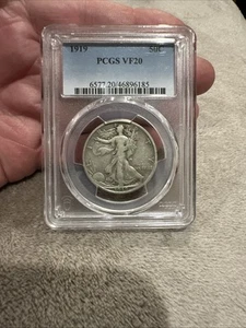 1919 Walking Liberty Half Dollar Pcgs VF-20 Better Date Nice Coin 54 - Picture 1 of 3
