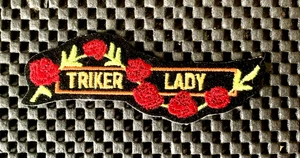 TRIKER LADY EMBROIDERED SEW ON PATCH MOTORCYCLE LADY RIDER 3 3/4" x 1" NOS - Picture 1 of 2