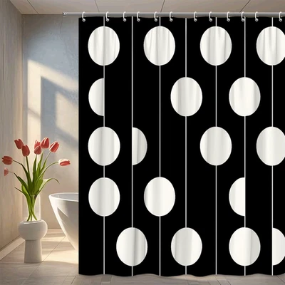 现代黑白圆点浴帘 — 第 1/4 张图片