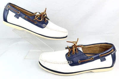 Polo Ralph Lauren Bienne II Boat Shoes / White-Navy Leather / Mens 12 - Image 1 of 4