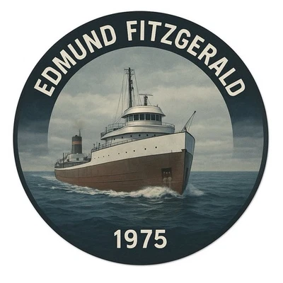 USA Edmund Fitzgerald Great Lakes Ship Lake Superior Freighter Shipwreck 3” Sticker