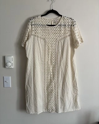 Vestido sin Mangas Anthropologie Sundance Talla 16 XXL Crochet Encaje Forrado Boho Festival Foto 1 de 4