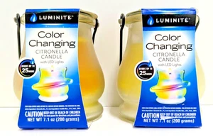 2 Candele alla citronella LUMINITE che cambiano colore con luci LED. Brucia fino a 25 ore - Foto 1 di 1