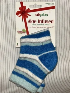 Airplus Aloe Infused Womens Moisturizing Ultra Comfort Socks Size 5-11 Blue - Picture 1 of 6