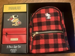 Peanuts Santa Snoopy Woodstock Mini Mochila Estuche para Tarjetas Llavero Juego de Regalo Nuevo - Imagen 1 de 4
