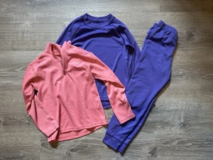 Bundle of Patagonia Girls Size 8 Capilene Quarter Zip, Pants And Top lot - Picture 1 of 11