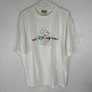 Vintage Disney World Embroidered T Shirt Size XL Colorful Logo Mickey - Picture 1 of 4