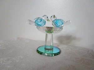 Rare Iris ARC Swarovski Crystal Love Birds Figurine Bird Bath 4 3/4'' Tall VG - Picture 1 of 17