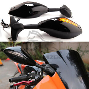 Black Motorcycle LED Turn Signal Rearview Mirrors For Yamaha YZF600R FZ6R R6 R1