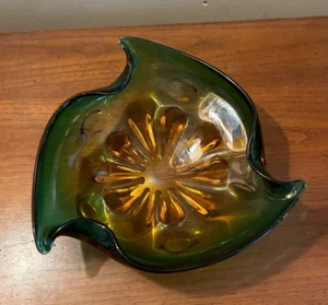 Vintage J.I. Co Murano Venetian Brown and Green Glass Console Bowl - Italy - Picture 1 of 10