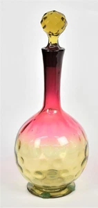 Vintage Mt Washington Polka Dot Amberina Glass Long Neck Decanter With Stopper - Picture 1 of 4