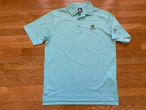 FJ FOOT JOY Shirt Mens Size M John Deere Classic Golf Polo Green White Print - Picture 1 of 4