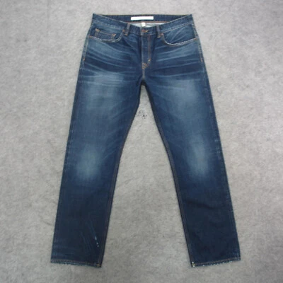 Pantalones de mezclilla rectos Banana Republic para hombre 34x32 azul lavado oscuro blanco roble salvamento Foto 1 de 4