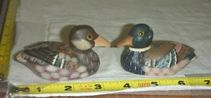 Vtg Pair Hand Painted RESIN Mini DUCK Figurines ~3" Long x 1¾H x 1½ W - Picture 1 of 10