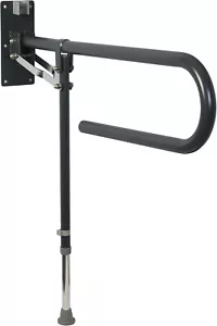 Grey Foldaway Hand Rail with Drop Down Leg Stainless Steel Easy to Install - Picture 1 of 2