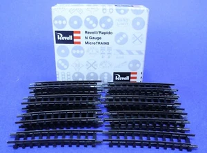 Box of 20 Revell / Rapido N Scale 9" Radius 15 Degree Curved Snap Tracks N-4144 - Picture 1 of 4