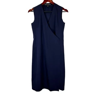 Ralph Lauren Black Label Navy Wool Wrap Knee Length Dress Womans Size 6 - Picture 1 of 6