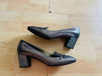 "Bombas de tacón de bloque de cobre metálico LANVIN talla 38,5 para mujer tacones de cuero 2""" Foto 1 de 4