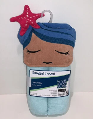 Toalla con Capucha Azul Sirena Your Zone 100% Algodón 23" x 51" Foto 1 de 4