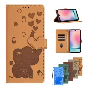 Elephant PU Leather Wallet Phone Case For iPhone 16 15 14 13 12 11 Pro Max 7 8 - Picture 1 of 66