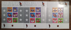 NHL All Stars Canadian Stamps (48 cent stamps) in Card covers, 3 sets, 2003