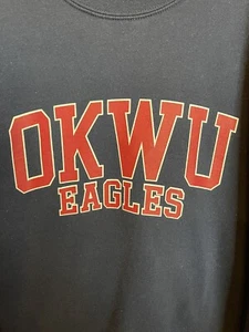 Vintage OKWU Eagles University Sweatshirt Adult XXL Navy Blue USA Made - Picture 1 of 6