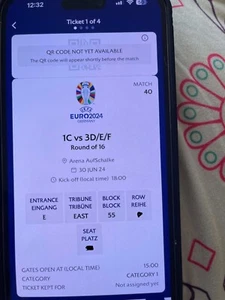 4x Tickets, UEFA EURO 24, 16th round, England vs Slovakia, Round 16, CAT 1 - Bild 1 von 1