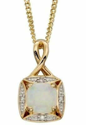 Кулон из желтого золота 9 карат с бриллиантами и опалами с клеймом 375 британское производство - Изображение 1 из 2