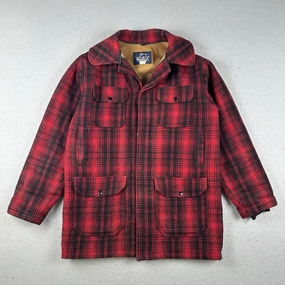 Chaqueta de Caza Woolrich Años 80 90 De Colección Para Hombre’s 40 Larga Roja Búfalo Cuadros Mackinaw 503 Foto 1 de 4