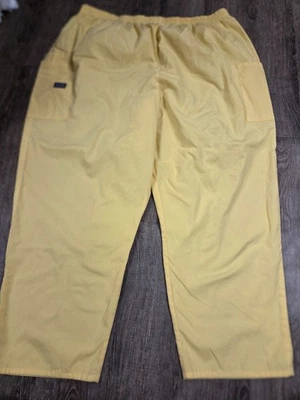 Cherokee Workwear Scrubs Pants Tapered Pull-On Cargo Light Pale Yellow Plus 4XL - Image 1 of 4