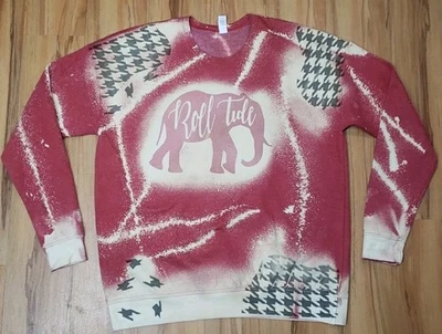 Roll Tide Alabama Sweater. Custom Bleach Print With Waterbased Ink Design.  - Image 1 of 4