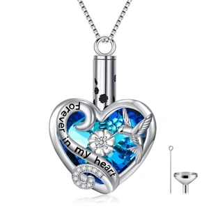 Cremation Jewelry for Ashes for Women Sterling Silver Hummingbird Urn Necklac... - Picture 1 of 6