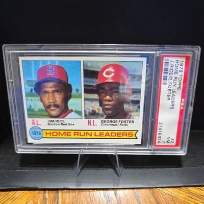 1979 Topps #2 1978 Home Run Leaders (Jim Rice / George Foster) -Vintage PSA 7 - Image 1 of 2