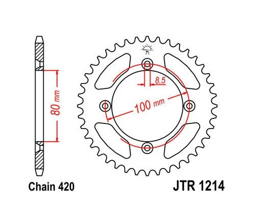 JT 钢制后链轮 420 45T #JTR1214.45 本田 CR60R 1983 - 1984 — 第 1/1 张图片