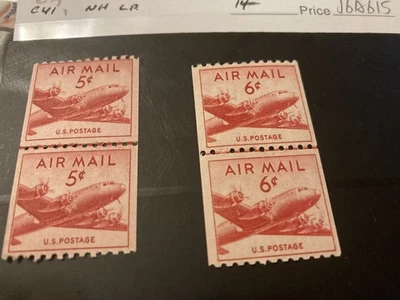 US Mint Air Mail C 37 OG Pair Hinged C 41 OG NH Issue 1941-44, 1948 - Image 1 of 2