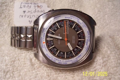 ВИНТАЖНЫЙ ACCUTRON МИРОВОГО ВРЕМЕНИ ГЛУБОКОВОДНЫЙ ДАЙВЕР МУЖЧИН С ЧАСЫ 1970 - Изображение 1 из 2