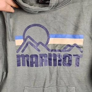 Marmot Hoodie Mens Large Gray Graphic Center Logo Graphic Hiking Sweatshirt - Picture 1 of 14