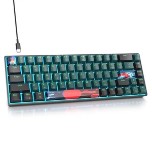 65 Prozent Gaming Tastatur 68 Tasten Mechanische Tastatur LED Hintergrundbeleuchtung Ultra Comp... - Bild 1 von 8