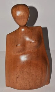1960's SUPER MODERNIST DANISH CARVED TEAK WOMAN FIGURINE SCULPTURE - Picture 1 of 5