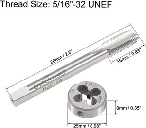 5/16"-32UNEF HSS Tap And Die,UNEF Machine Thread Tap+Round Thread Die Right Hand - Picture 1 of 5