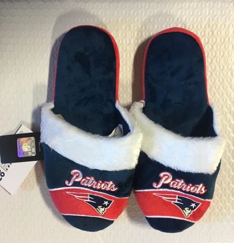 New England Patriots Women's Stripe Logo SLIDE SLIPPERS New FREE U.S.A. SHIPPING Cover