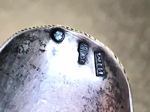 RARE RUSSIAN Silver TEA CADDY SPOON Engraved 1908-1926 Kokoshnik Markings - Picture 1 of 9