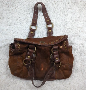 Seltene Coach Schultertasche braun Ponyhaar x Leder Schnalle Drehverschluss - Bild 1 von 8