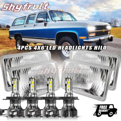 4pcs '' LED Headlights Hi/Lo For Chevrolet R1500 R2500 Suburban 1989-1991 Foto 1 de 4