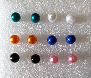 Set of 6 Pearl-Like Post Stud Earrings - New - Picture 1 of 1