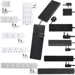 UK Extension Lead Cable Electric Mains Power 1 2 3 4 6 8 10 Gang Way Plug Socket - Picture 1 of 73