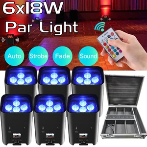 6PCS 6x18w Wireless DMX Alimentato a Batteria Led Par Luci Led Uplight Wireless Par - Foto 1 di 14